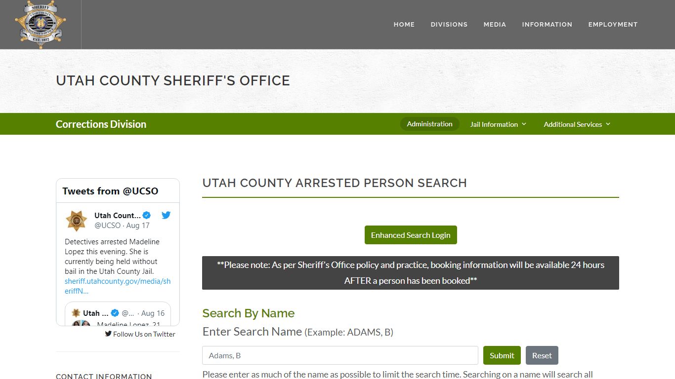 Utah County Sheriff's Office Inmate Search